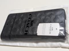 COACH 長財布 SV/BKエンボス アコーディオンラウンドジップ ブラック