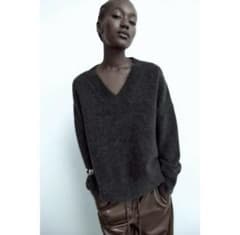ZARA ソフトニットセーター　ダークグレー　Sのサムネイル