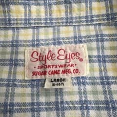シュガーケイン　チェック半袖シャツ サイズ Ｌ used 爽やかなBlue系のサムネイル