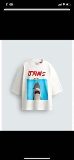完売ZARA JAWS サメ グラフィック Tシャツ - メルカリ