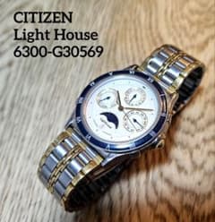 美品 CITIZEN 6300-G30569 ムーンフェイズ ライトハウス - メルカリ