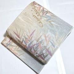 C◆着物くつろぎ 夏物 波模様 銀糸 黒 六通 正絹 薄物 絽 紗 袋帯 D◇着物くつろぎ 夏物 波に笹の葉 金糸 六通 正絹 薄物 絽 紗 袋帯