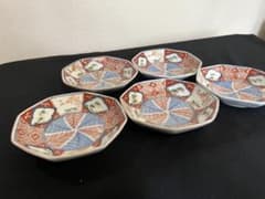 有田焼 伊万里焼 古伊万里 色絵 角皿 5枚 管理A3148 成化年製】有田焼 伊万里焼 古伊万里 色絵金彩 八角皿 5客 管理A4103