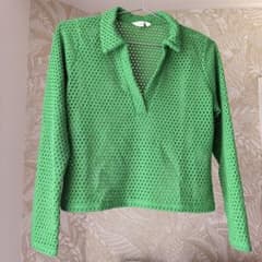 H&M 透かし編みトップス　グリーンのサムネイル