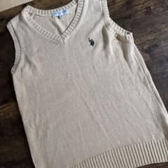 U.S. POLO ASSN. ベージュ Vネック スクールベスト Mのサムネイル