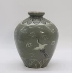 朝鮮青磁 象嵌 鶴紋瓶 李朝 送料込み260104 - メルカリ