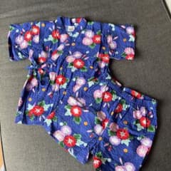 花柄青色甚平 女の子　ベビー　90cmのサムネイル