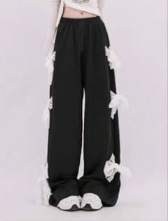 【着画あり★極美品】サイドリボンスウェットパンツ 黒 XL バレエコアのサムネイル