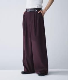 1*万様 Adoon plain アソート2タックワイドスラックス　ボルドーのサムネイル