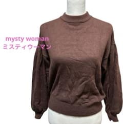 mysty woman ミスティウーマン　ボリュームスリーブ　ニットセーター　茶