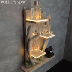 No.1223 アクリル×流木の間接照明付き３段ウォールシェルフ No.1223 アクリル×流木の間接照明付き3段ウォールシェルフ - メルカリ