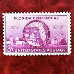 外国切手 ヴィンテージ 米国 フロリダ州100年 未使用 1945年 ヒンジ