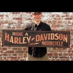 ⑪ハーレーダビッドソン木製看板アメリカンチョッパー琺瑯看板カフェ