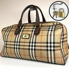 美品】バーバリー ボストンバッグ ノバチェック レザー