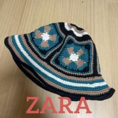 [극미품]ZARA 자라 크로쉐 햇 HAT 니트 햇 black 녹색