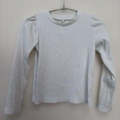 【130cm】GU キッズ　長袖カットソー リブ素材