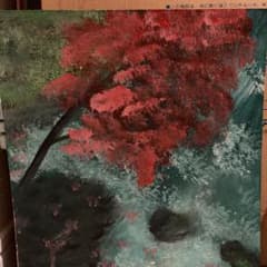 油彩画 紅葉 風景画 アート - メルカリ
