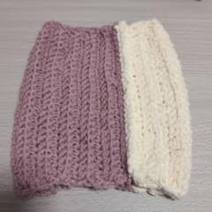 ハンドメイド　ネックウォーマー　2色(ピンク＆クリーム)のサムネイル