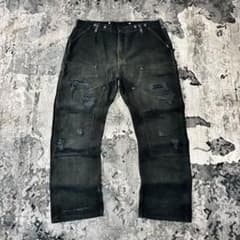 Carhartt ダブルニー ビックシルエット ブラック 極上フェード 一点物 Carhartt ダブルニー ビックシルエット ブラック 極上フェード 一点物
