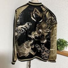 豪華　龍桜　スカジャン　リバーシブル　レーヨン　和柄　龍虎対峙図　龍　竜　虎 豪華 龍桜 スカジャン リバーシブル レーヨン 和柄 龍虎対峙図 龍 竜