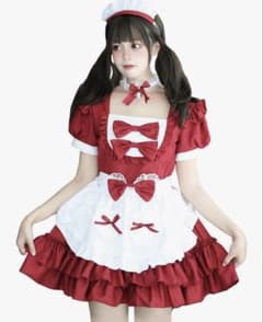 メイド服 コスプレ衣装 赤のサムネイル