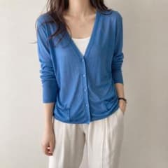 S Max Mara カーディガン リネン100% ブルー S サマーニット - メルカリ