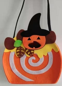 ハロウィン お菓子バッグ フェルト 不織布 手提げ カボチャ バケツ パーティーのサムネイル