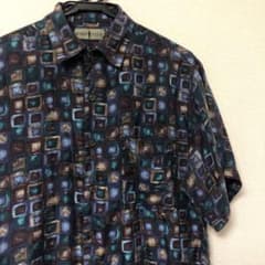 古着 総柄シャツ　デザインシャツ　シルクシャツ　dead stockのサムネイル
