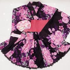 ♡地雷系花柄浴衣ドレス♡ 浴衣ドレス オリジナル 地雷系 ミニ丈 大人用