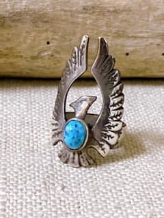 Natu Indian jewelry eagle turquoise ring (B-style)