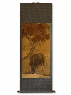 刘奎龄 秋树牧牛图 中国画 掛け軸 水墨画 和室 玄関 茶室 壁掛け 美術