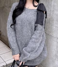 INGNI肩リボンワンショルシャギーチュニックニットのサムネイル