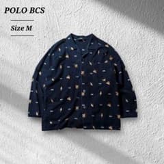 POLOBCSポロパジャマシャツ総柄フェードネイビートップス寝巻き部屋着M