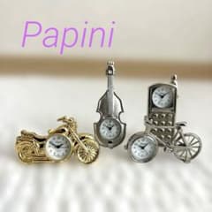 Papiniミニチュア置時計 4点セット バイク 携帯電話 自転車 楽器のサムネイル