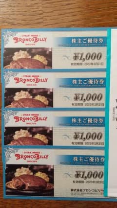 ブロンコビリー  株主優待券4000円分のサムネイル