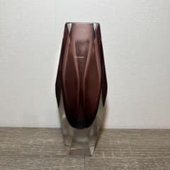 E-壁 重厚 ヴィンテージ ガラス花瓶 フラワーベース 多面体カット 