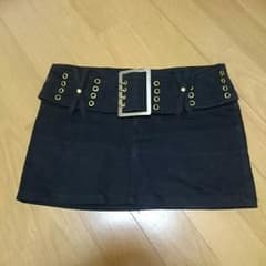 黒 ミニスカ ベルト付き ストレッチ素材 Sのサムネイル