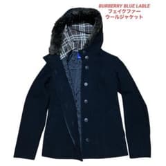 バーバリーブルーレーベル フェイクファー フードノヴァチェック