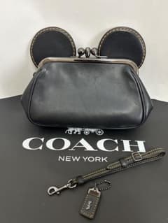 COACH コーチ キスロック グラブタンレザー ポーチ ディズニー ミッキー COACH コーチ キスロック グラブタンレザー ポーチ ディズニー