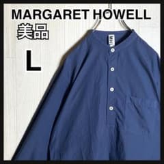 032【美品】マーガレットハウエル プルオーバー バンドカラーシャツ グレー Lのサムネイル