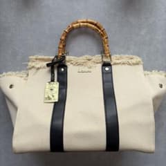 & chouette バンブーハンドル キャンバスバッグ
