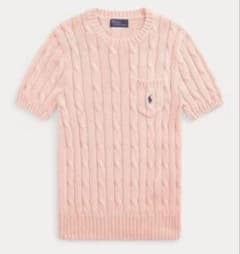 ポロ ラルフローレン ケーブルニット 半袖 セーター ピンク（未使用）のサムネイル