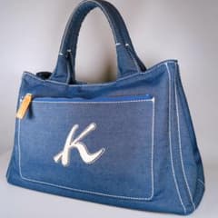 美品　Kitamura K2 キタムラ　横浜元町　デニム　トートバッグ　Kロゴ 極美品 Kitamura2 デニム ハンドバッグ Kロゴ 横浜元町 立体刺繍