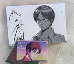 進撃の巨人 エレン 原画 浅野恭司 WIT ポストカード 缶バッジ セット
