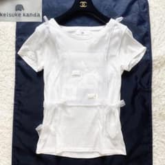 1 keisuke kanda 前掛け シアー リボン カットソー Tシャツ 白 - メルカリ