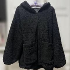 ボアジャケット フード付き ブラック ONE SIZE