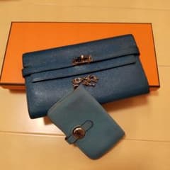 専用HERMES 青 レザー 長財布 セットのサムネイル