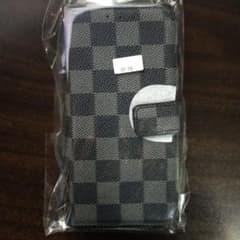 iPhone 16 対応 手帳型ケース チェッカー柄 ブラックのサムネイル