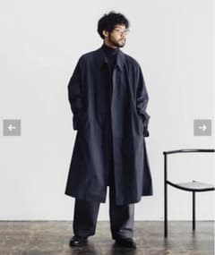 LE レショップ　C/P ギャババルカラーコート ネイビー 美品 LE レショップ C/P ギャバ バルカラーコート ネイビー コットン