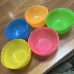 ドット柄カラフルプラスチックボウルセット10点セットのサムネイル